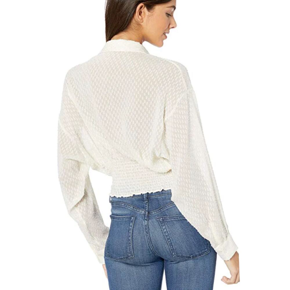 Anthropologie Bishop + Young Harper Tie Waist Blouse Cream Small - Picture 4 of 11